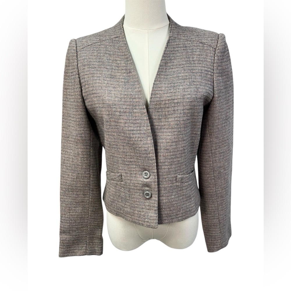 West Coast Connection Vintage Wool Blend Tweed Two Button Blazer Pockets 6‎